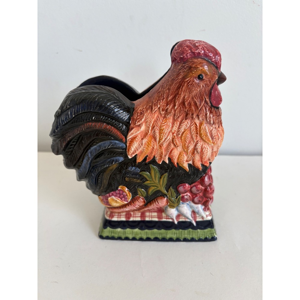 Vintage Ceramic Rooster Napkin Holder Tracy Porter Stonehouse Farm Collection‎